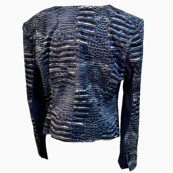 BCBGMaxAzria Blue Crocodile Textured Blazer - Picture 2 of 7